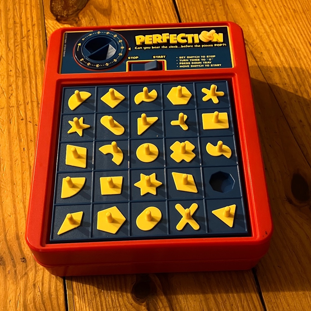 Perfection Red and Yellow Puzzle Game also has one piece missing from the game😔😔
